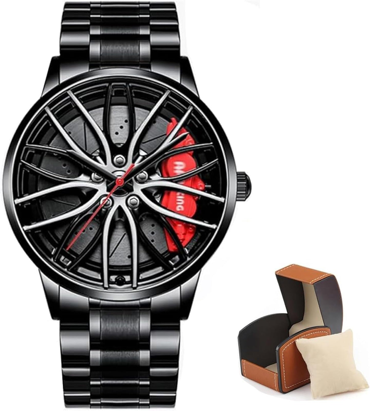 Men's Creative 3D Car Wheel Rotating Wrist Watch - KSA