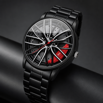 Men's Creative 3D Car Wheel Rotating Wrist Watch - KSA